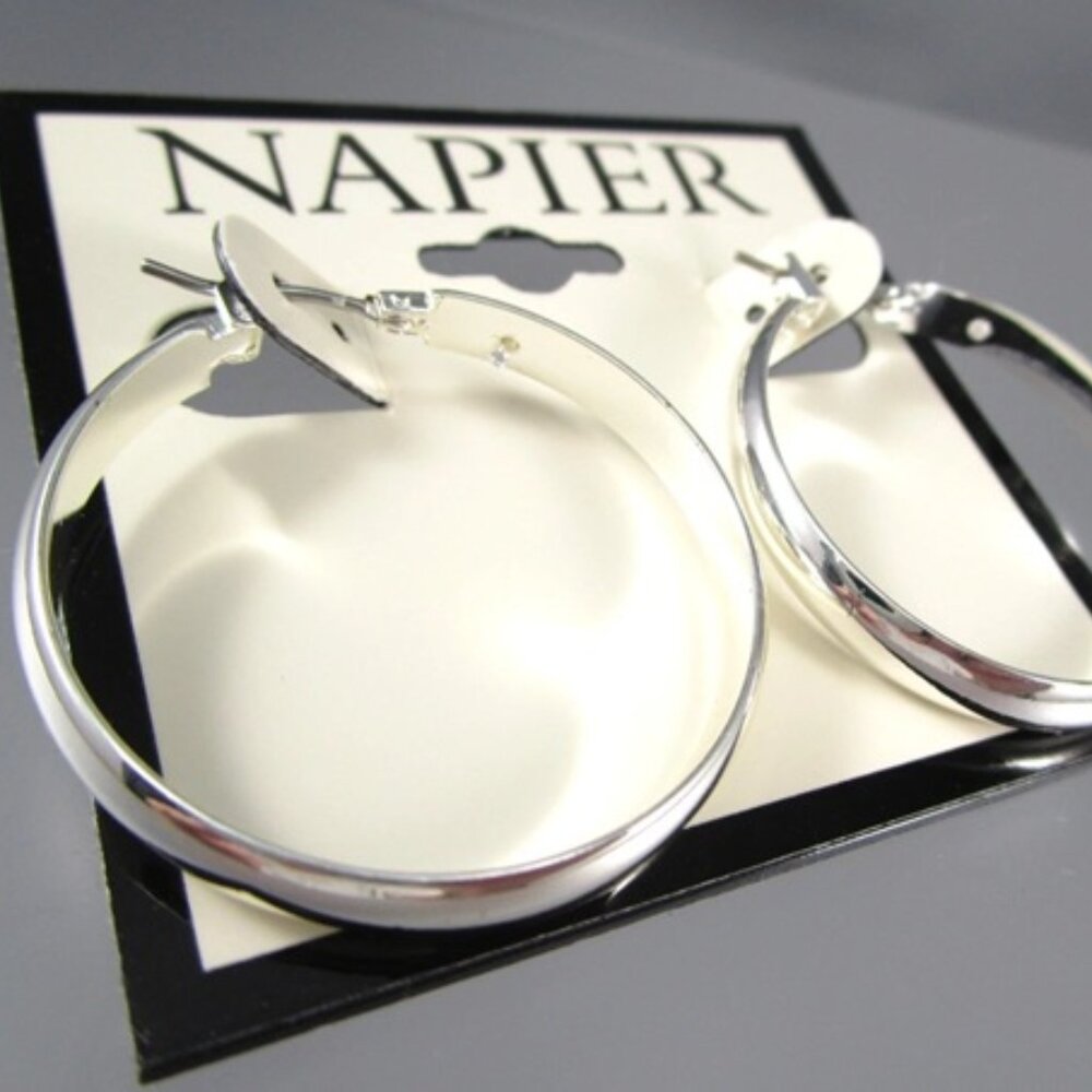 NAPIER Classic Shiny Silver Chunky Hoop Earrings**NEW!